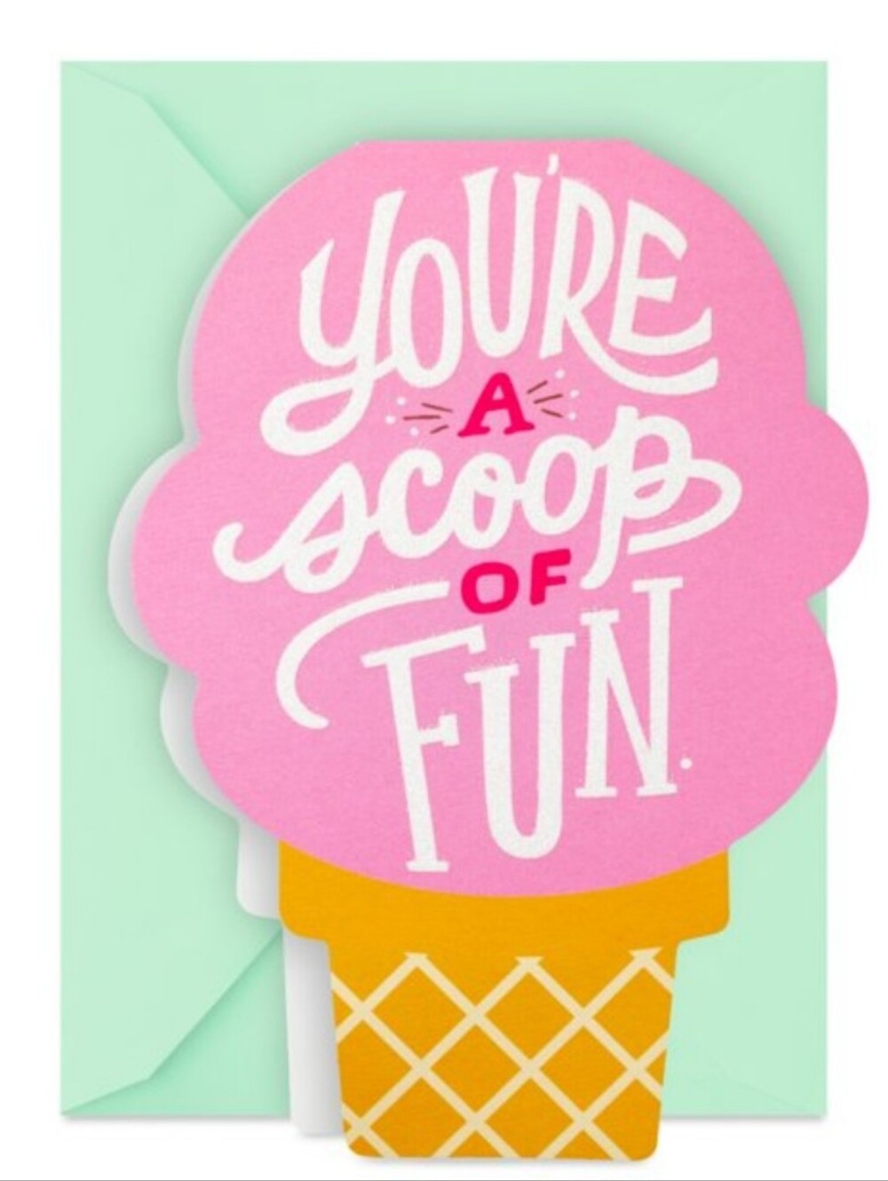 10 Pack Hallmark Pink Ice Cream Cone Card - You're a Scoop of Fun